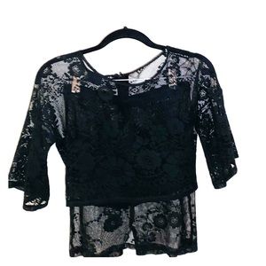 D&G Dolce & Gabbana black lace top & skirt sz. XS
